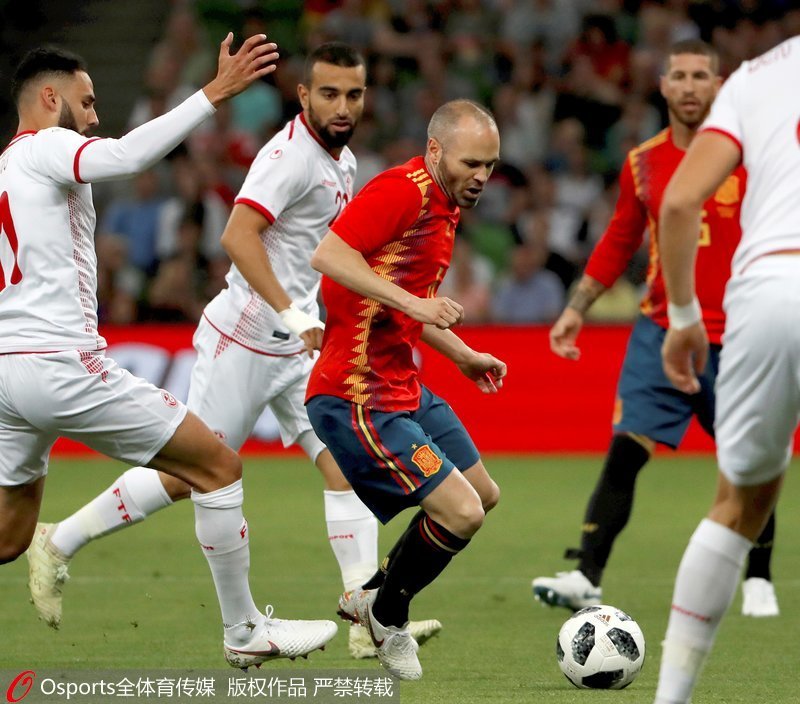 世界杯热身赛-科斯塔助攻神枪破门 西班牙1-0突